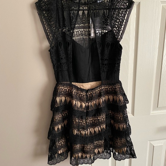 Black lace mini Bebe dress. - Picture 2 of 10